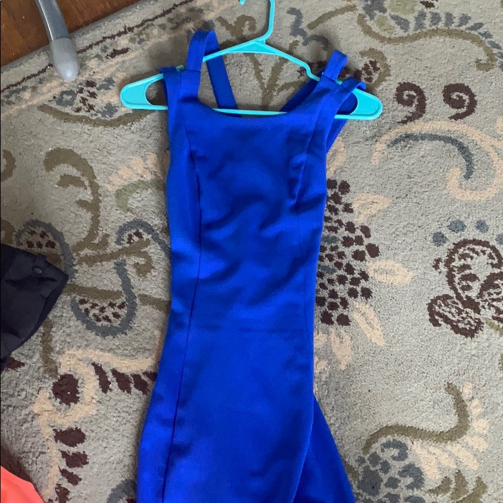 Royal blue high neck dress cool back